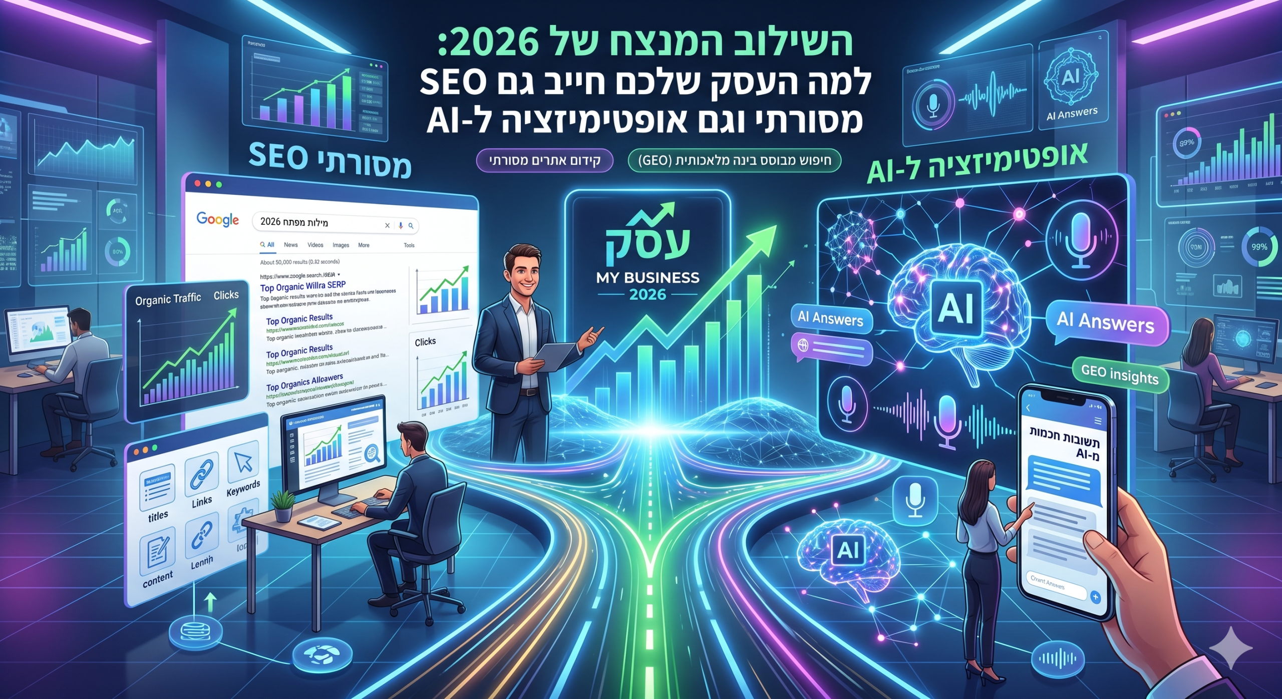 השילוב המנצח של 2026: למה העסק שלכם חייב גם SEO מסורתי וגם אופטימיזציה ל-AI
